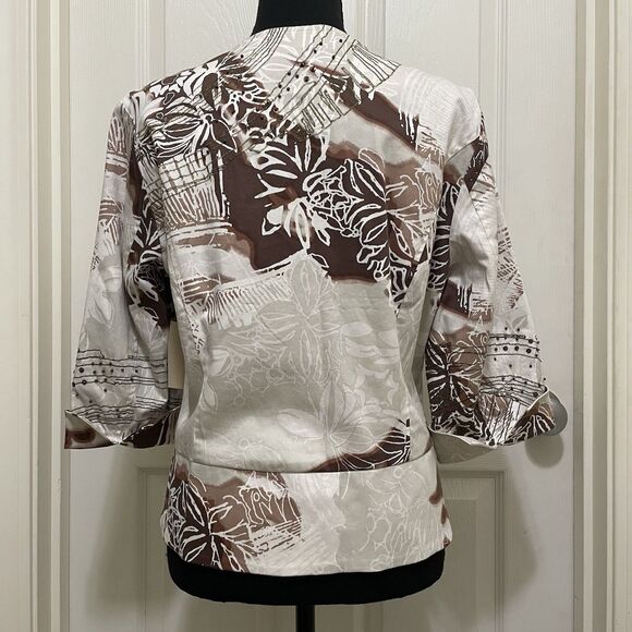 NWT Coldwater Creek Open Front Blazer Beaded Sequin‎ Cotton Jacket Ruffle Sz 12P - Picture 3 of 11